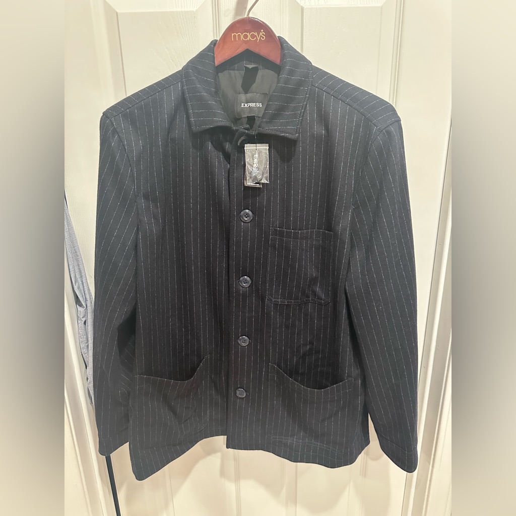 Express Dark Navy Pinstripe Blazer